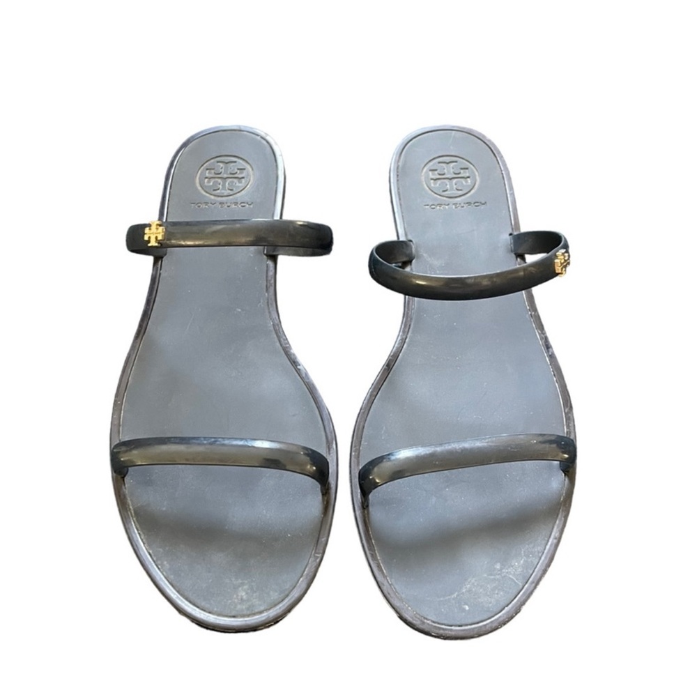 tory burch slipon black double strap jelly sandals